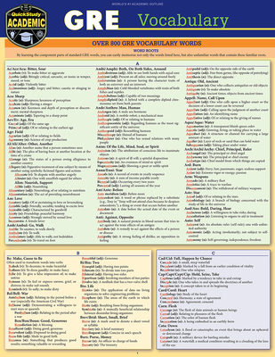 GRE Vocabulary: A Quickstudy Laminated Reference Guide - Davis, April Michelle, Mps