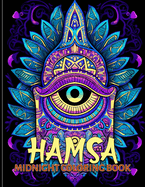 Hamsa: Sacred Hamsa Midnight Coloring Pages For Color & Relax. Black Background Coloring Book