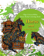 Horse and Architecture. Stress Relief Coloring Book: Adult Coloring