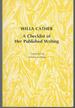 Willa Cather: a Checklist of Her Published Writing