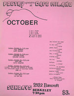 Poetry Upstairs at the Cafe Milano, October (1988).