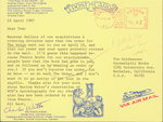 Post Card Tls Charles Watts to Peter Howard & Tom Goldwasser, April 22, 1987