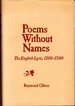 Poems Without Names: English Lyric, 1200-1500