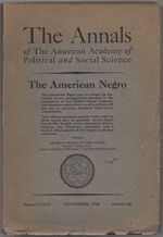 The American Negro. the Annals of the American Academy of Political and Social Science-November 1928