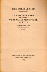 The Scribbleriad (Anonymous) and the Difference Between Verbal and Practical Virtue (1742) (Augustan Reprint Society Publication Number 125)