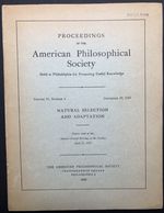 Natural Selection and Adaptation, Papers Read at the Annual General Meeting of the American Philosophical Society, April 21, 1949
