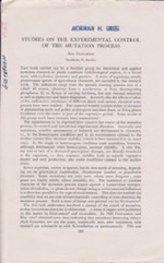 Studies on the Experimental Control of the Mutation Process By Gustafsson, Ake