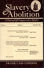 Slavery & Abolition: a Journal of Comparative Studies: Volume 2, Number 3, December, 1981