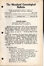 The Maryland Genealogical Bulletin: Volume 9, No.1: January, 1928, Whole Number 33