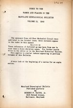 The Maryland Genealogical Bulletin: Volume 11: 1940 Index