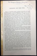Causation and Free Will, 1952 Offprint Inscribed to Adolf Grunbaum