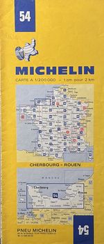 C1980s Michelin Map No. 54 Cherbourg-Rouen