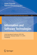 Information and Software Technologies: 22nd International Conference, Icist 2016, Druskininkai, Lithuania, October 13-15, 2016, Proceedings