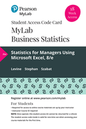 Mylab Statistics With Pearson Etext--18 Week Standalone Access Card--for Statistics for Managers Using Microsoft Excel