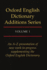 Oxford English Dictionary Additions Series, Vol. 1