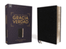 Santa Biblia/ Holy Bible: Nueva Biblia De Las Amricas, Estudio Gracia Y Verdad, Piel Fabricada, Negro, Interior a Dos Colores