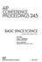 Basic Space Sciences (Aip Conference Proceedings)