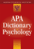 The Apa Dictionary of Psychology