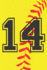 14 Journal: a Softball Jersey Number #14 Fourteen Notebook for Writing and Notes: Great Personalized Gift for All Players, Coaches, and Fans (Yellow Red Black Ball Print)