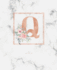 Dotted Journal: Dotted Grid Bullet Notebook Journal Rose Gold Monogram Letter Q Marble With Pink Flowers (7.5? X 9.25? ) for Women Teens Girls and Kids