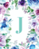 J: Watercolor Floral, 150 Pages, 8? X 10? (Blank Lined Monogram Initial Journal Notebook for Composition, Sketching, Inspiration, and Notes)