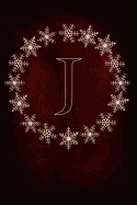 J: Monogram Initial Notebook Journal with Magical Snowflake Red Cover