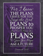 Jeremiah 29: 11 Journal: Purple Praying Hands, for I Know the Plans I Have for You, Bible Verse Notebook