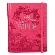 KJV Holy Bible, My Creative Bible, Faux Leather Hardcover - Ribbon Marker, King James Version, Pink Floral W/Elastic Closure