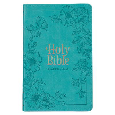 KJV Holy Bible, Standard Size Faux Leather Red Letter Edition - Thumb Index & Ribbon Marker, King James Version, Teal Floral Zipper Closure - Christian Art Gifts (Creator)