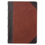 KJV Large Print Thinline Bible Two-Tone Merlot/Toffee Full Grain Leather