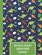 Knitters & Crochet Graph Paper Notebook: Knitting Design Notebook WIth Dinosaur Cactus Sun And Cloud Pattern Design 4.5 Ratio, Large Blank Journal For Pride Knitters