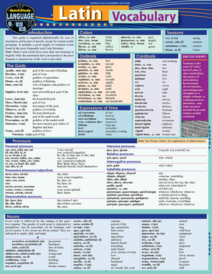 Latin Vocabulary: A Quickstudy Laminated Reference Guide - Jacobs, Rachel, and Eagan, Mary H