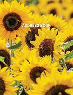 Low Vision Large Print Address Book With Sunflower Cover: Contacts and Password Book For Visually Impaired With Bold Lines on White Paper