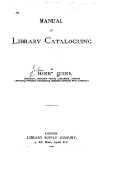 Manual of Library Cataloguing