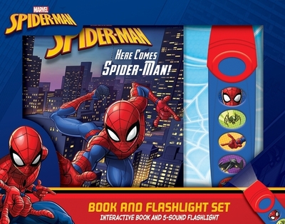 Marvel Spider-Man: Here Comes Spider-Man! Book and 5-Sound Flashlight Set - Pi Kids