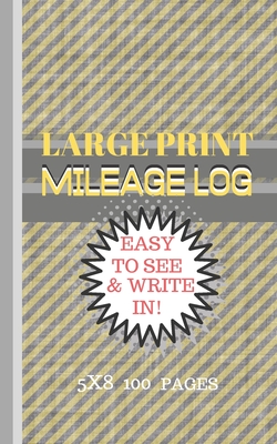 Mileage Log Large Print: Blue Stripes on Beige Background Cover - 5x8 Convient Size-Easy to See & Write In-Perfect for Logging All Your Milage and Trips! - Design, Cool Dimension