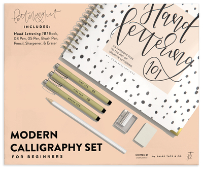 Modern Calligraphy Kit for Beginners: A Creative Craft Kit for Adults Featuring Hand Lettering 101 Book, Brush Pens, Calligraphy Pens, and More - Chalkfulloflove, and Paige Tate & Co (Producer)