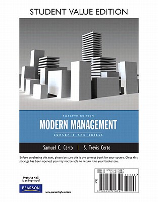 Modern Management: Concepts and Skills, Student Value Edition - Certo, Samuel