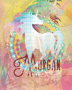 Morgan: Colorful Rainbow Unicorn - 8"X10" Girl's Composition Wide Ruled Notebook