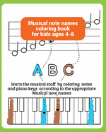 musical note names coloring book for kids ages 4-8: learn the musical staff by coloring notes and piano keys according to the appropriate musical note names