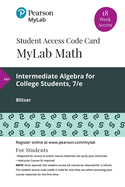 Mylab Math with Pearson Etext -- 18 Week Standalone Access Card -- For Intermediate Algebra for College Students