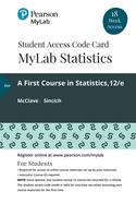 Mylab Statistics with Pearson Etext -- 18 Week Standalone Access Card -- For Statistics