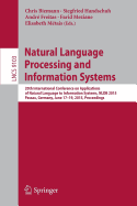 Natural Language Processing and Information Systems: 20th International Conference on Applications of Natural Language to Information Systems, Nldb 2015, Passau, Germany, June 17-19, 2015, Proceedings