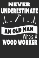 Never Underestimate an Old Man Who's a Woodworker: Blank Lined Journal Gift for Woodworker for Notes, Designs, Measurements, Personal Journal, Memories, Ideas...