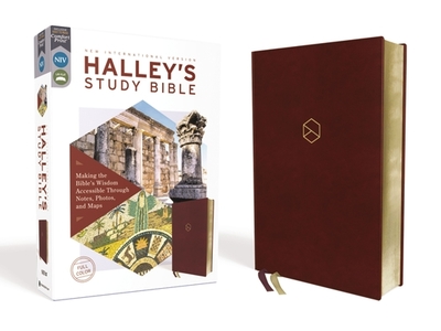 NIV, Halley's Study Bible (A Trusted Guide Through Scripture), Leathersoft, Burgundy, Red Letter, Comfort Print: Making the Bible's Wisdom Accessible Through Notes, Photos, and Maps - Halley, Henry Hampton (General editor)