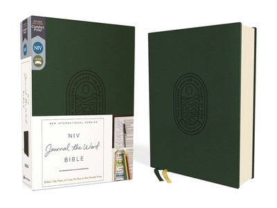 Niv, Journal the Word Bible (Perfect for Note-Taking), Leathersoft, Green, Red Letter, Comfort Print: Reflect, Take Notes, or Create Art Next to Your Favorite Verses - Zondervan