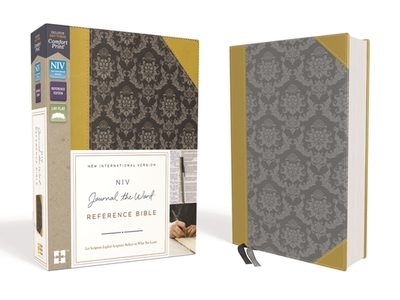 NIV, Journal the Word Reference Bible, Imitation Leather, Gold/Gray, Red Letter Edition: Let Scripture Explain Scripture. Reflect on What You Learn. - Zondervan