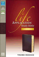NIV, Life Application Study Bible, Second Edition, Large Print, Bonded Leather, Burgundy, Thumb Indexed