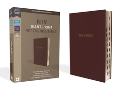 NIV, Reference Bible, Giant Print, Leather-Look, Burgundy, Red Letter Edition, Indexed, Comfort Print