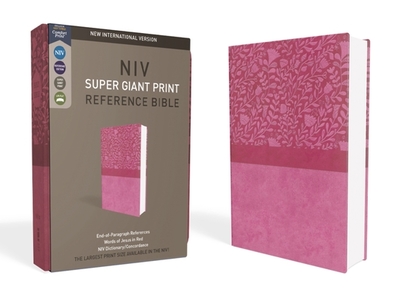 NIV, Super Giant Print Reference Bible, Giant Print, Imitation Leather, Pink, Red Letter Edition - Zondervan